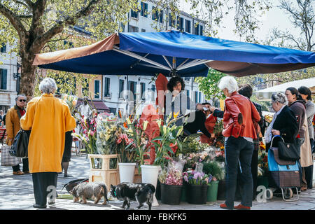 Market, Campo Santa Margherita, Dorsoduro, Venice, Italy Stock Photo