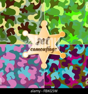 vector colorful camouflage seamless pattern set Stock Vector