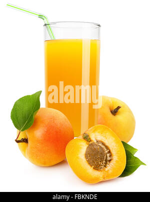 apricot juice isolated on the white background. Stock Photo
