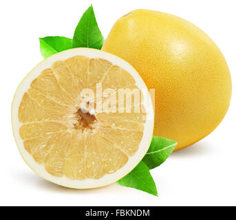 pomelo with half of pomelo isolated on the white background. Stock Photo