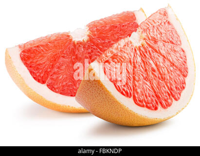 red grapefruit  slices isolated on the white background. Stock Photo