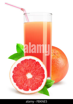 glass of grapefruit juice isolated on white background. Stock Photo