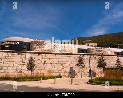 Fortifications on the Rock of Gibraltar at the entrance to the Mediterranean Sea Stock Photo