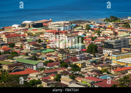 Elevated View Of Roseau Town Dominica West Indies Stock Photo