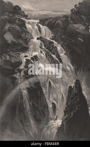 The BARRON FALLS, near Cairns. Queensland. Australia, antique print 1888 Stock Photo