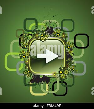 Square web button with arrow on white background. Stock Vector