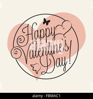 Happy Valentine's Day hand lettering for your design Stock Vector