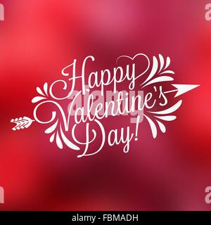 Happy Valentine's Day hand lettering on blurred background for your design Stock Vector