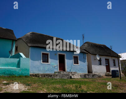 Colourful houses in the picturesque village of Elim in the Western Cape Province of South Africa. Stock Photo