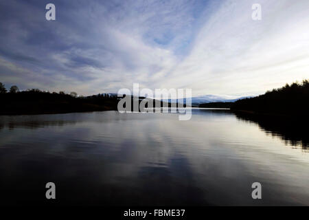 Late afternoon light on the Blessington lakes in Co. Wicklow Ireland Stock Photo