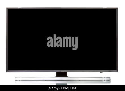 Studio shot of a Samsung 4K UHD JU7000 Series Smart TV - 40” Class (40.0” Diag.)