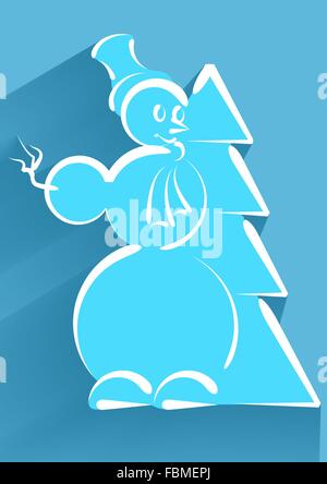 icon of snowman isolated on a white background Stock Vector