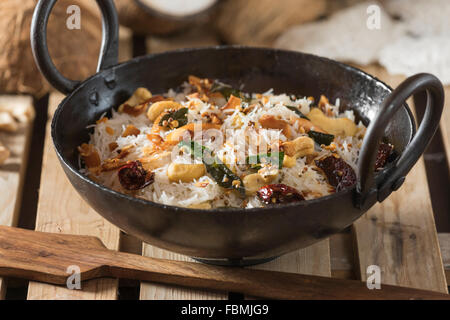 Coconut Sevai. Coconut Idiyappam. South Indian rice noodle dish. Stock Photo