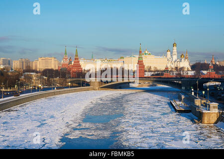 View of Moscow Kremlin in the winter, Russia Stock Photo