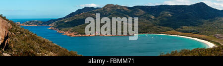 View of Wineglass Bay - Freycinet National Park - Tasmania - Australia. Stock Photo