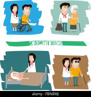 Young volunteer set , eps10 vector format Stock Vector