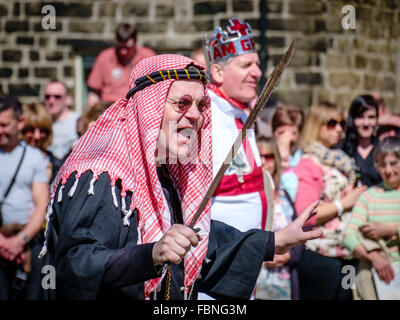 Performer at a Pace Egg play in Heptonstall, West Yorkshire, England. Stock Photo