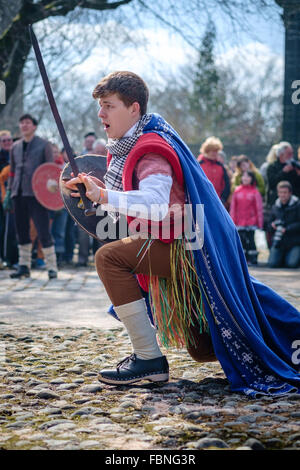 Performer at a Pace Egg play in Heptonstall, West Yorkshire, England. Stock Photo