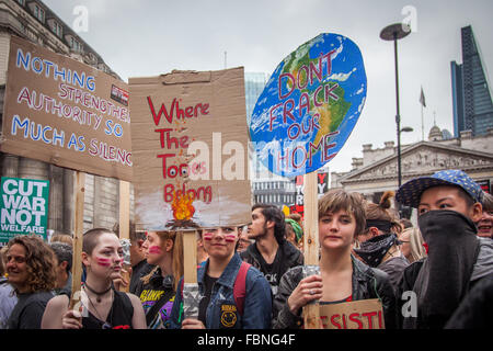 Young Anti-Austerity Protesters June 2015 London, UK Stock Photo