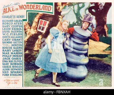 Alice with the Red Queen from lobby card promoting Alice in Wonderland (1933) directed by Norman Z. McLeod and Hugh Harman an all-star film adaption of Lewis Carroll's book. Stock Photo