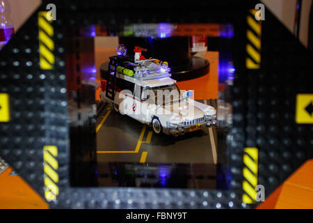 Torino, Italy. 17th Jan, 2016. A car with things over it during modeling exhibition at Grugliasco, near Torino, a weekend dedicates to the static and dynamic modeling, with flight simulation, trains in motion, radio controlled cars and much more. © Cycle For Water Campaign/Alamy Live News Stock Photo