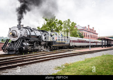 Western Maryland Scenic Railroad Baldwin 2-8-0 No 734, Cumberland Maryland Stock Photo