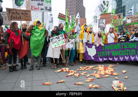 JAN 16, 2016. Wir Haben Es Satt environmental demonstration. Protest against globalization TTIP CETA industrial agriculture Stock Photo