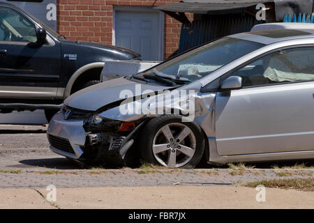 Car with front end collision damage - USA Stock Photo - Alamy