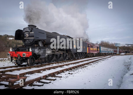 The newly restored Flying Scotsman locomotive on the East Lancashire railway. Stock Photo