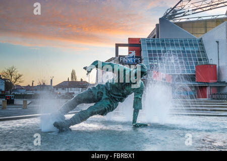 Sir Tom Finney statue outside Preston North End's Deepdale stadium Stock Photo