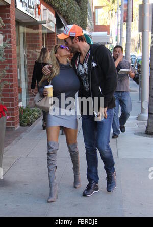 German millionaires Maria and Bastion Yotta share a kiss out in Beverly Hills. The couple has recently received attention for their lavish lifestyle that they promote via Instagram.  Featuring: Maria Yotta, Bastian Yotta Where: Los Angeles, California, Un Stock Photo