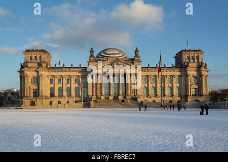 Berlin Germany, January 19, 2015: Facade view of the Reichstag (Bundestag) building in Berlin, Germany Stock Photo