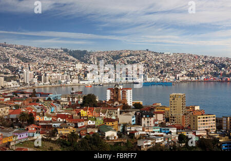 aerial view of town of Valparaiso Chile South America Stock Photo