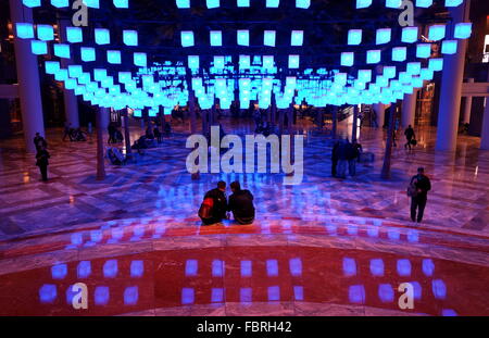 Luminaries - a spectacular lighting display at the Winter Garden, Brookfield Place, New York City, New York Stock Photo