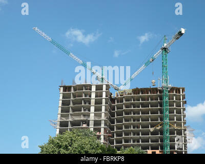 house develop with crane tower Stock Photo