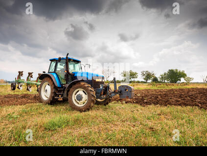 Kazanlak, Bulagria - Aug 20: New Holland 8160 tractor on display in Salo, Finland on Aug 20, 2015. In Europe, agricultural tract Stock Photo