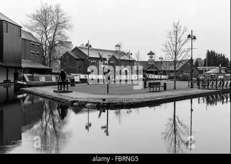 Coventry Canal Basin, where the Coventry Canal terminates, near Coventry City Centre Stock Photo