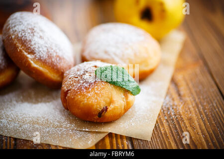 fried donuts with quince inside Stock Photo