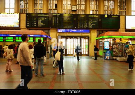 Helsinki Central railway station is a widely recognised landmark in Kluuvi, part of central Helsinki, Finland. Stock Photo