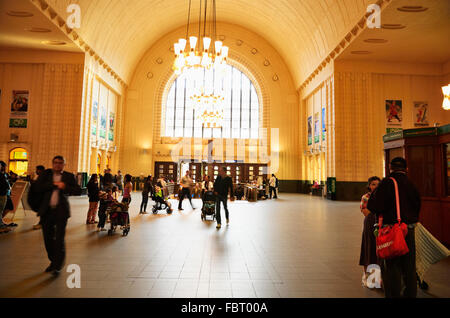 Helsinki Central railway station is a widely recognised landmark in Kluuvi, part of central Helsinki, Finland. Stock Photo