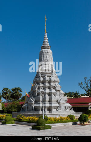 Stupa of King Ang Duong, Silver Pagoda complex, Royal Palace, Phnom Penh, Cambodia Stock Photo
