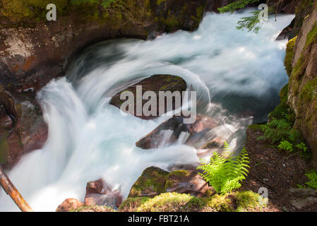 White water rushing over rocks Stock Photo