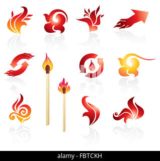fire icons set design vector illustration Stock Photo - Alamy