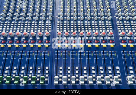 big mixer console in a concert stage Stock Photo