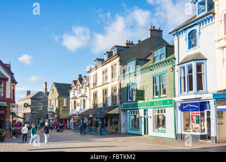 Lake district uk Keswick Lake District national park Shops on the Main street Keswick Cumbria Lake district England uk gb europe Stock Photo