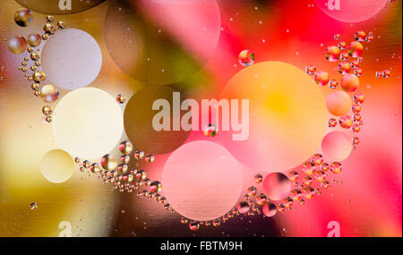 Macro shot of abstract oil in water droplets Stock Photo