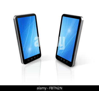 two connected mobile phones Stock Photo