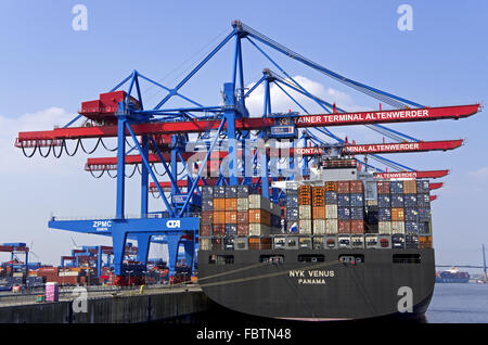 NYK Venus, container ship of the shipping company NYK Lines, aerial ...