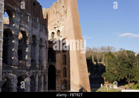 ROME, ITALY - JANUARY 1 2015: Close up of the outer and inner walls of Colosseum in Rome, Italy Stock Photo