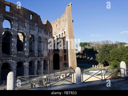 ROME, ITALY - JANUARY 1 2015: Close up of the outer and inner walls of Colosseum in Rome, Italy Stock Photo